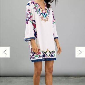 Maeve Embroidered White Tunic Dress
